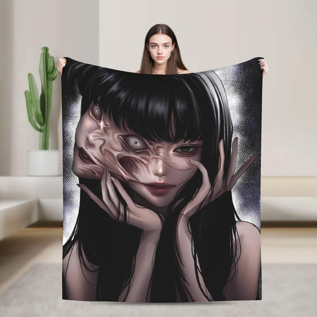 Tomie Junji Ito Blanket  Soft Fashion Plush Throw Blanket For Couch Chair Sofa Bed Travel Flannel Bedspread Bed Cover