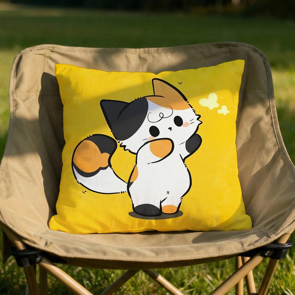 Chubby Cute Orange Cat Cushion Cover Soft Reversible Durable Pillow Cover MultiScene Use for Home Car Daily Comfort