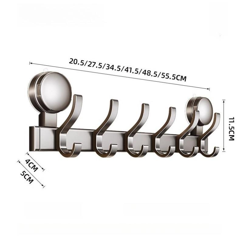 Hakenleiste aus Aluminiumlegierung, Wandmontage mit Doppel-Saugnapf zum Aufhängen, Bohrerfreie Saugnapf-Handtuchstange und Hutständer zum Aufhängen von Handtüchern, Mänteln, Hüten