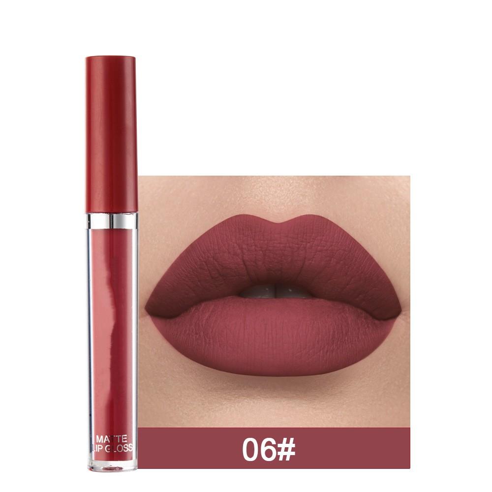 12 Farben Sexy Langanhaltender Samt-Matte Lipgloss Flüssiger Lippenstift Lippen-Make-up Frauen Schönheit Rot Nicht-Klebender Becher Wasserdichter Lipgloss