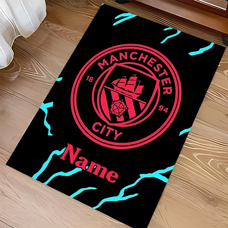 Op maat gemaakte Manchester City F.C. Print Vloerkleed - Zacht, Wasbaar Antislip Binnentapijt, Woonkamer, Huis & Kantoor Decoratief Tapijt
