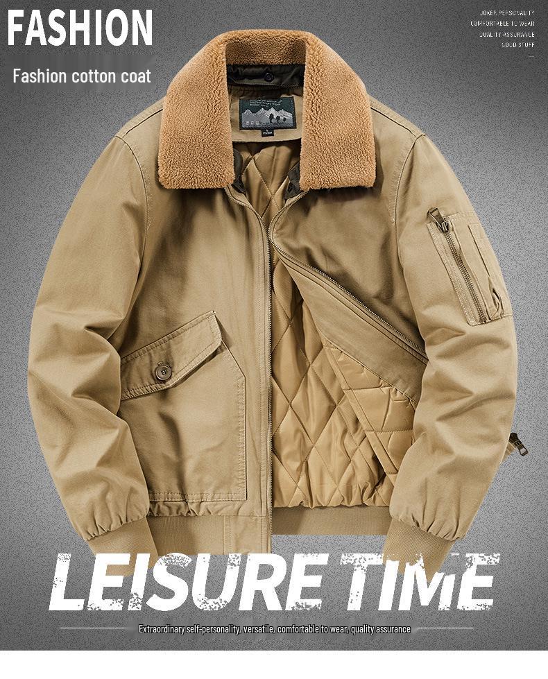 Herren Plus Size Baumwolljacke mit Fleecefutter und abnehmbarem Kragen - Herbst Winter 2022 Kollektion, Modell 7022A.