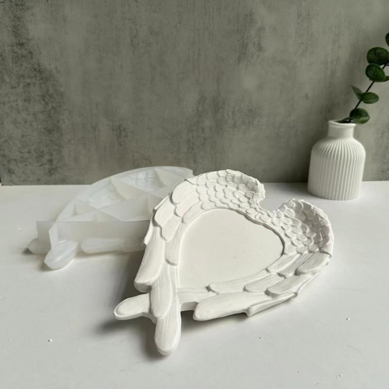 Wing Love-heart Silicone Mould Feather Dish Plaster Resin Mold  Drip Mould Crystal Epoxy Mold for  Craft