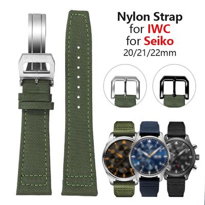 Óraszíj nejlon vászon karkötő Seiko-hoz Csere csuklópánt IWC PILOT-hoz Portugáliába PORTOFINO 20/21/22mm-es összecsukható csatszíj