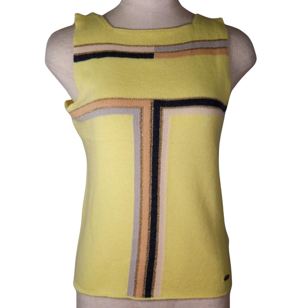 

CHANEL No sleeve knit P17019W02730 01C yellow cashmere/Rayon/polyester Women Used