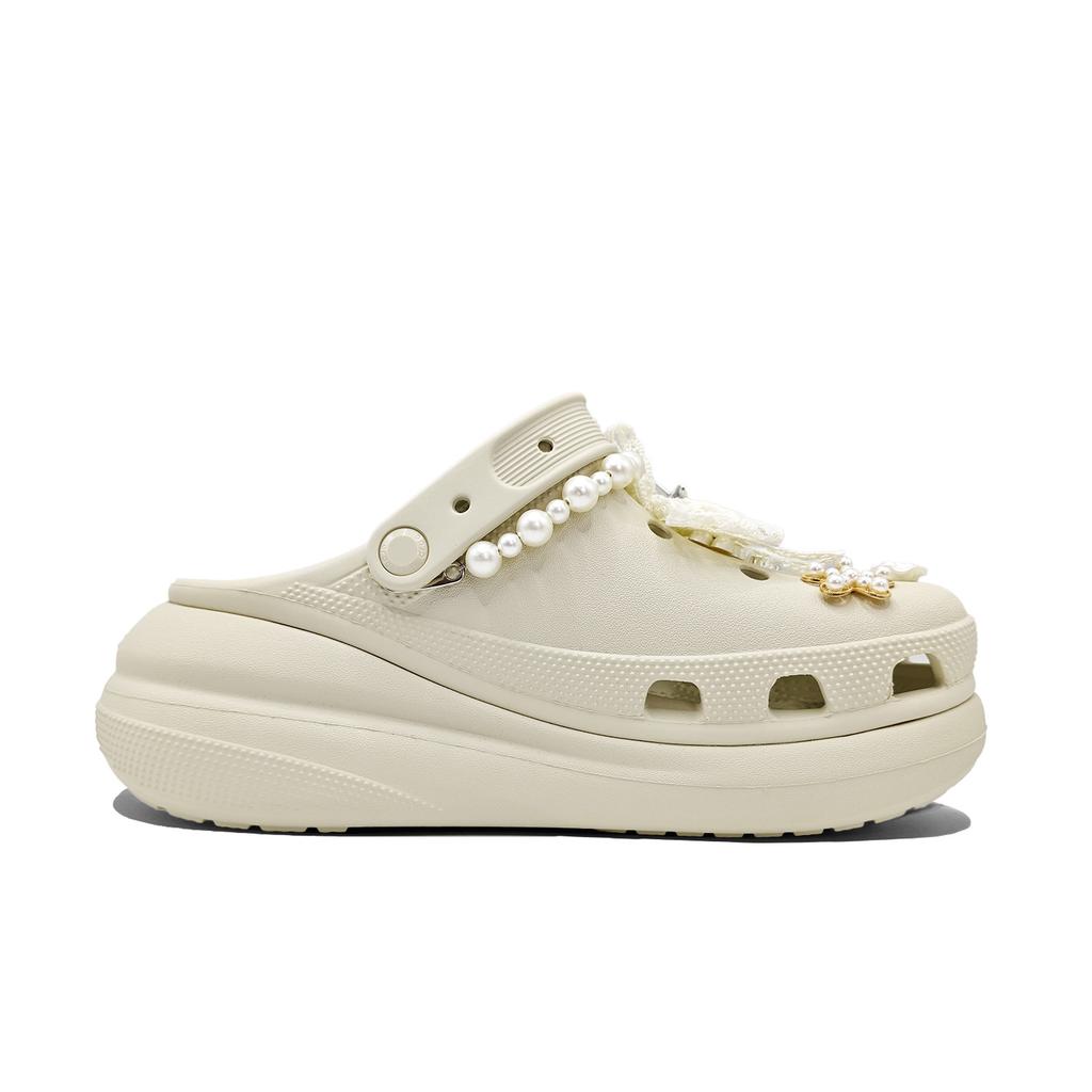 Crocs Crush Clog EVA Jinling Chaochuang Bow Simple and Fresh Casual Versatile Fashion Trend Hole Shoes Women's Bone Colour