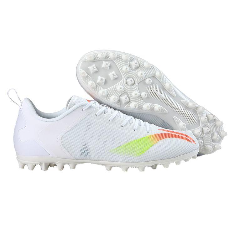 Li Ning Mesh Coated Artificial Turf Shock Absorbing Non-Slip Soccer Shoes Men sneakers White ASFS003-1