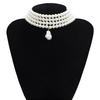 Personalised Fashion Geometric Beaded Necklace Simple Multi-layer Pearl Shaped Pendant Necklace Female