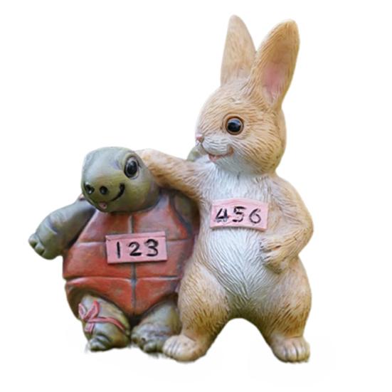 Resin Animal Garden Statue Cartoon Bunny Turtle Hedgehog Figurine for Fairy Garden Yard Lawn Indoor Outdoor Decor