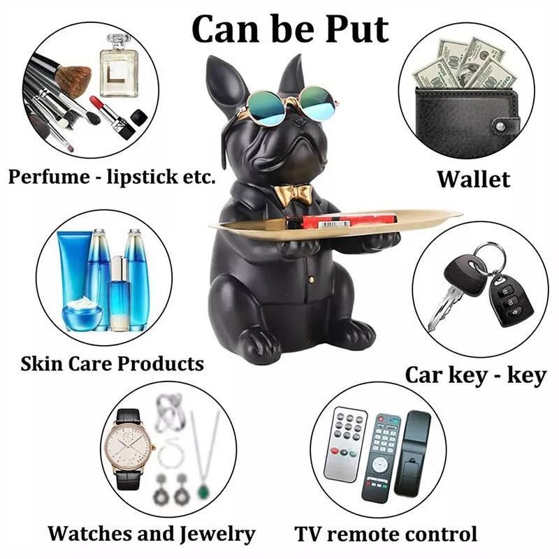 Creative Bulldog Dog Resin Decorative Piece For Key Storage And Candy Display