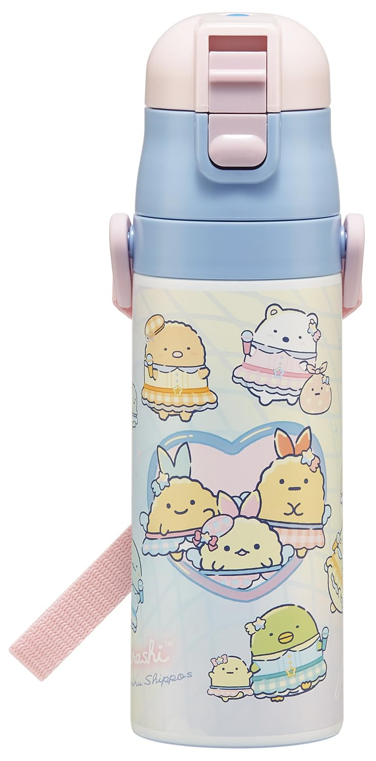 Skater Water Direct Sumikkogurashi Dreaming Stainless Sports Water Kids  Bottle, 470ml, Drink, Tails, Girls  Design, Insulated, Steel, Lightweight,