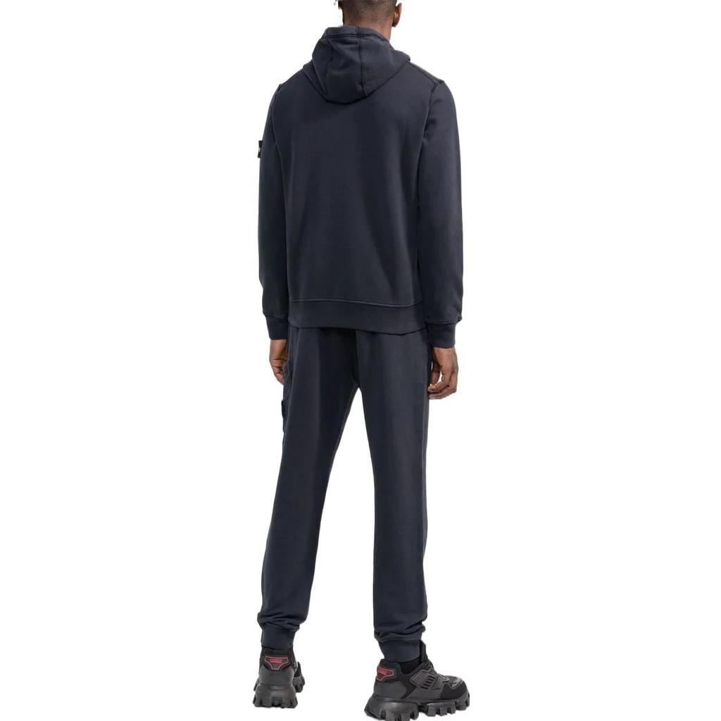 Stone Island Badge Logo Hoodie Navy Men Tops Blue 771564120-V0020
