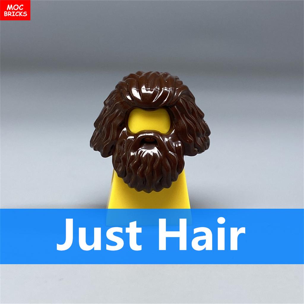 Non-Toxic 10Pcs Moc Bricks Female Male Children Mustache Grandpa Hairs Helmet Action Figure Assembled Building Blocks Plastic Toys