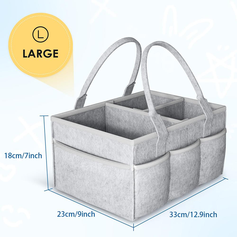 Soft Thick Felt Baby Storage Basket Multi Pocket Diaper Caddy Newborn Essentials Nursery Organizer