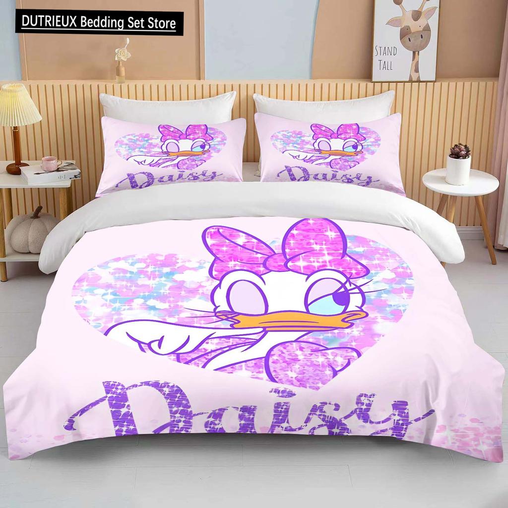Collezione Biancheria da Letto Morbida Stampata con Paperino e Paperina Disney Copripiumino Cartone Animato Piumone Federa Bambini Ragazzi Ragazze Adulti Regalo King