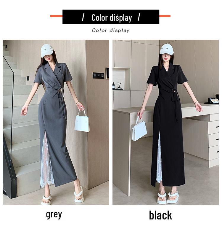 Elegant Women's Two-Piece Set: High-Grade Slim Strap Suit Top & High-Waist Lace Skirt