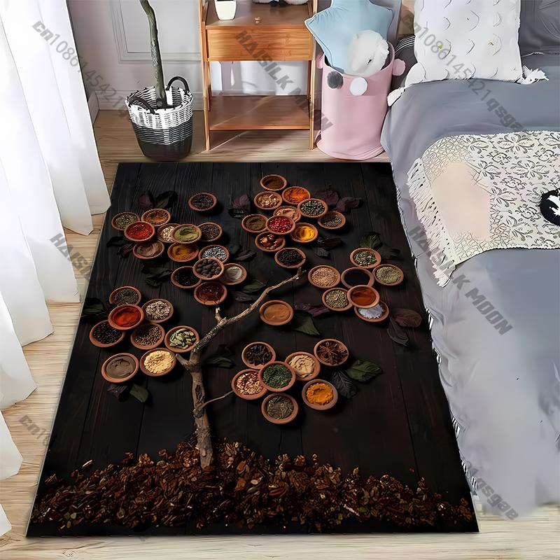 Kitchen Seasoning Pictures Printed Area Rug,Carpet for Home LivingRoom Bedroom Sofa Doormat Kitchen Decor,Non-slip Floor Mat
