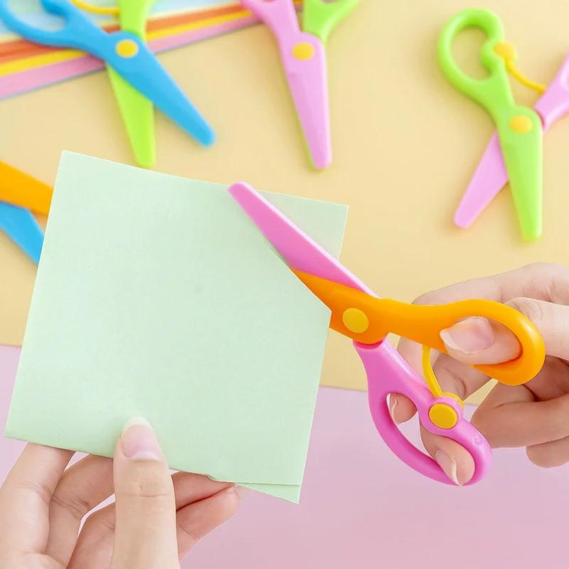 Plastic Scissors Double Color Splicing Handmade DIY Safe Scissors Office Art Supplies Student Specific Paper Cuttings Tools TMZ