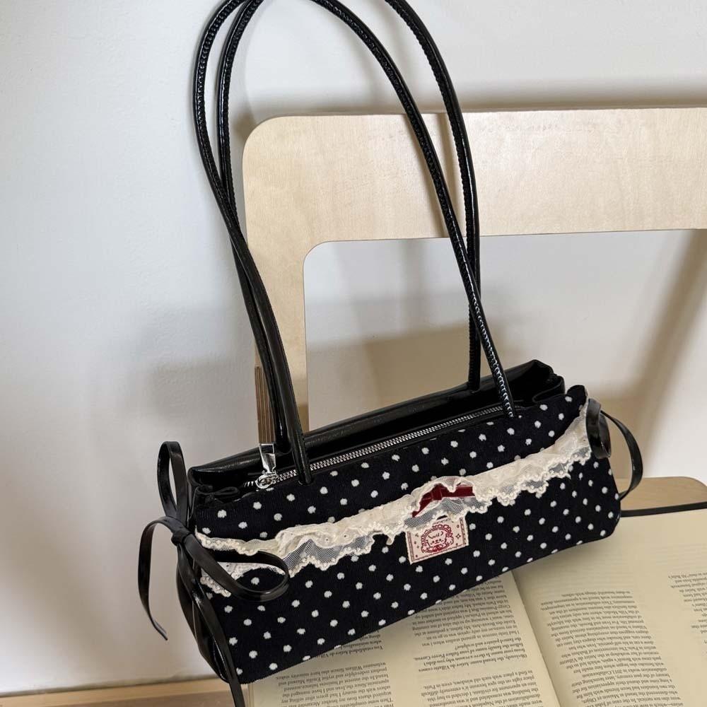 Lace French Stick Handbag Sweet PU Shoulder Bag All-match Polka Dot Underarm Bags Work