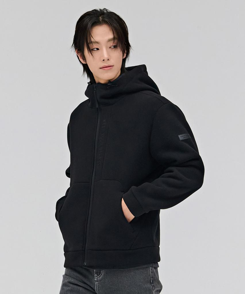 Chasecult Unisex Polar Fleece Boa Bonded Zip-Up Hoodie - Black