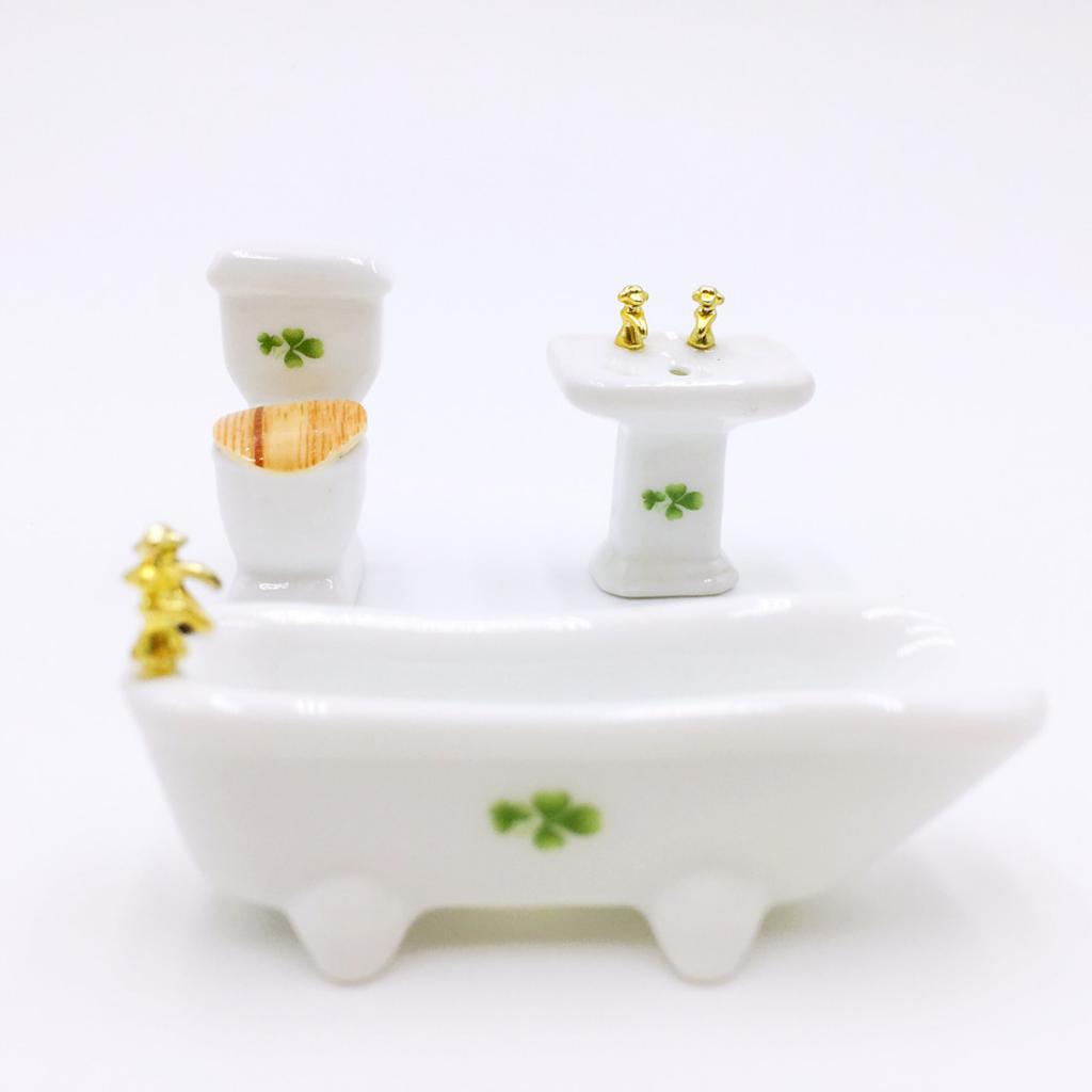 1/12 Dollhouse Miniature Porcelain Bathroom Set Ceramic