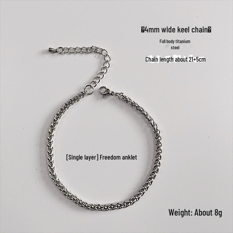 

Корейский браслет на ногу из титановой стали в стиле Харадзюку: Стиль хип-хоп, не выцветает, модный мужской аксессуар