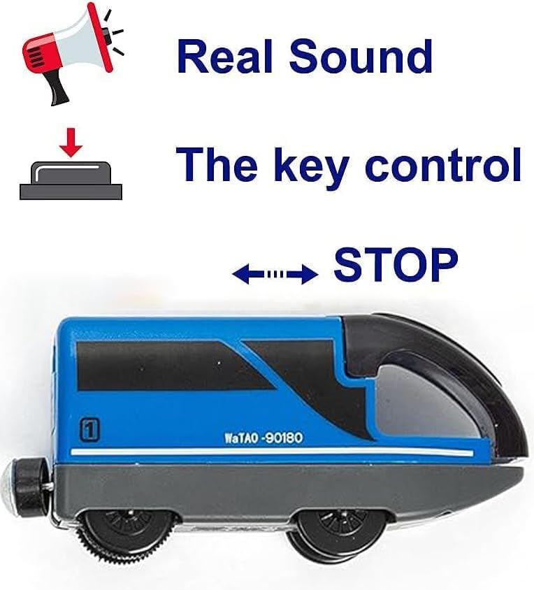 Tren Magnetic Interurban cu Baterii TOPLIVING cu Figurine Jucărie Tren din Lemn, Jucărie Tren Locomotivă pentru Copii Mici 3-5 Ani