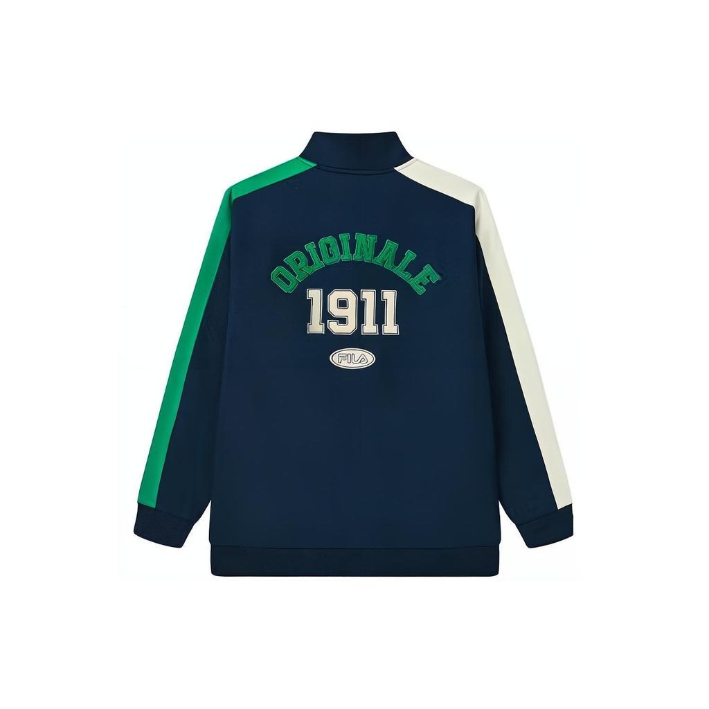 Fila American Style Color Block Detail Half Zip Loose Casual Pullover Long Sleeve Sweatshirt Unisex Sweatshirt Blue F11U239299FDB