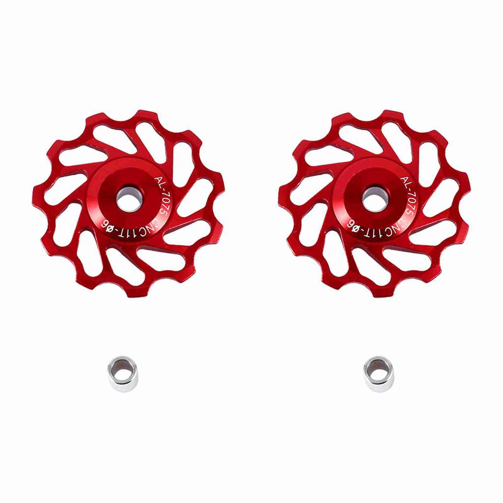 2 X CNC Alloy Wheel Rear Derailleur Pulley For Road Bike(red 11T)