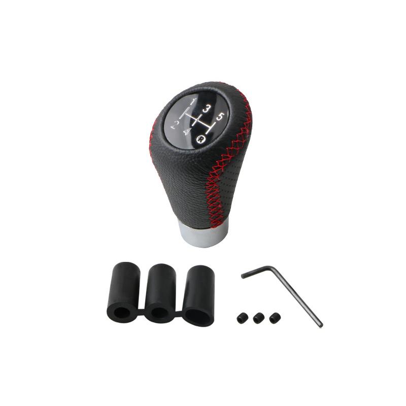 Universal Luxury Car Gear Shift Knob Gear Stick Black Red Line Stitche PU Leather 5 Speed Manual Shifter Lever Car Accessories