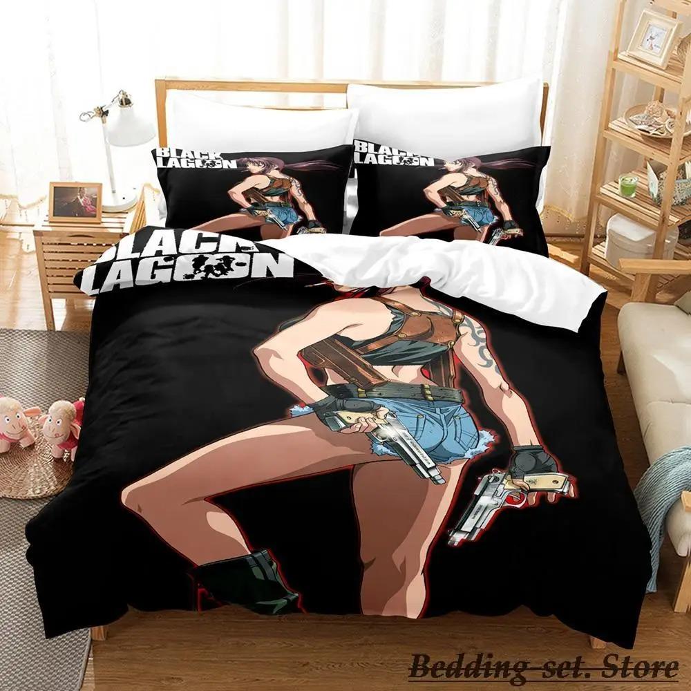 Black Lagoon Bedding Collection Single Twin Full Queen King Size Bed Collection Adult Kid Bedroom Duvetcover Collections Anime Parure De Lit Bed