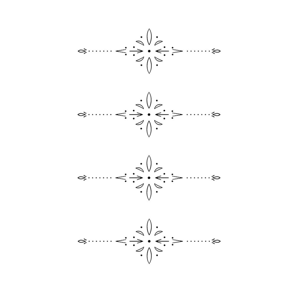 Sticker Tatuaggio Adesivo Lunga Striscia Totem Linea Dita Multi-Immagine Fiore Semplice Liscio Sole Luna Stella Schiena Vita Colonna Vertebrale