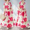 Simple and Fashionable Long Skirt Summer Short Sleeved Round Neck Printed Dress