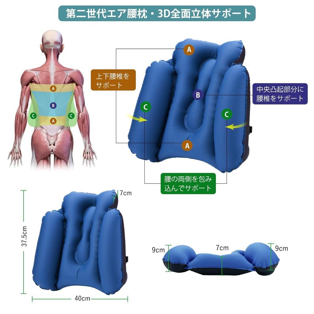 Cojín para Alivio del Dolor de Espalda Almohada Lumbar Viaje en Avión Artículo Conveniente Viaje al Extranjero Autobús Nocturno Shinkansen Viaje en Coche Respaldo