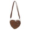 Y2K Heart Shape Shoulder Bags Versatile Small Rivet Crossbody Bag Solid Color PU Leather Bags for Women Girl Trendy Bag