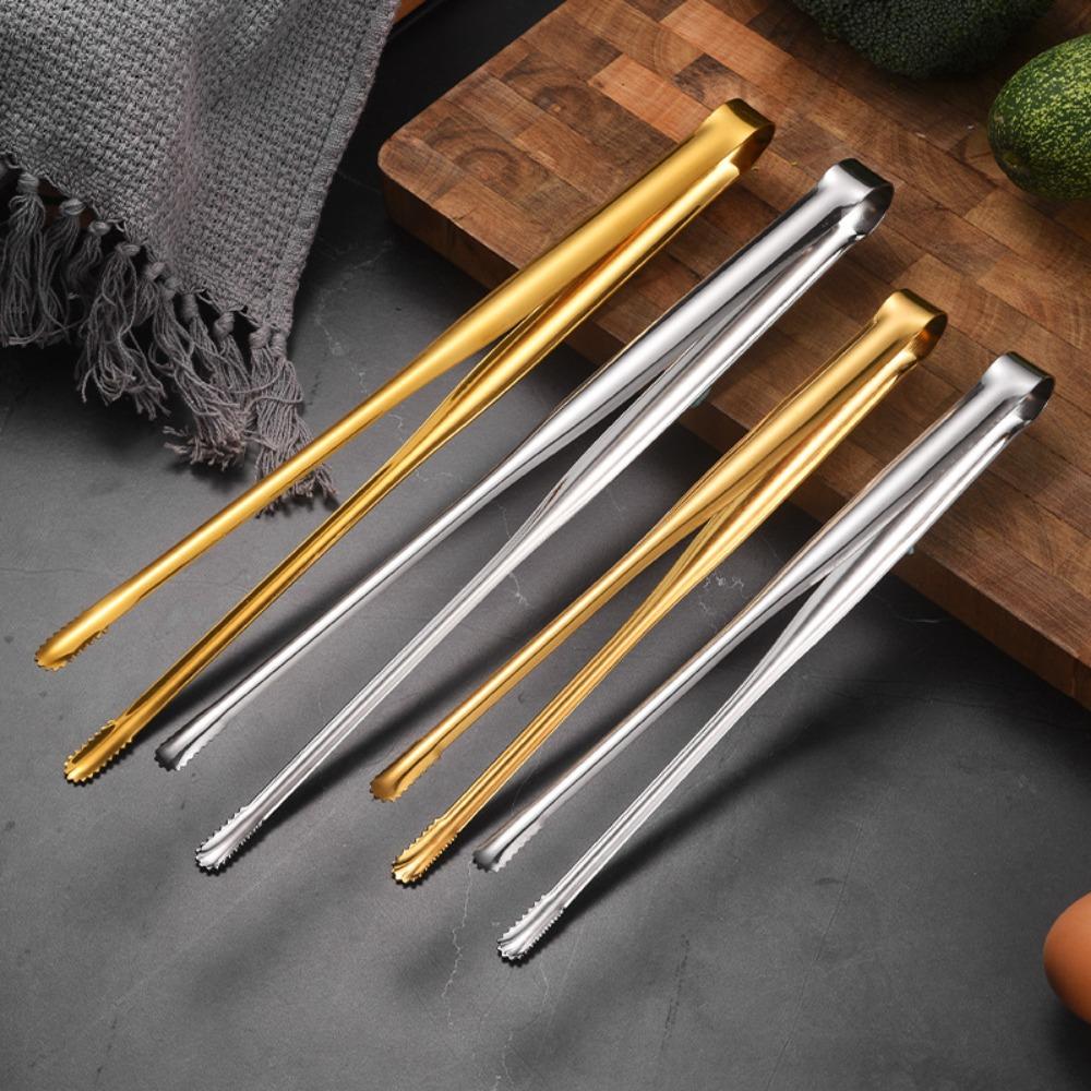 Stainless Steel Grill Tongs Food Clip BBQ Steak Clip Bread Tong Cooking Utensils Party Non-Slip Kitchen Gadgets Accessories