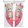 Two Cute Cartoon Kittens Sheer Curtains For Bedroom Living Room Tulle Curtains For Kitchen Window Voile Curtains