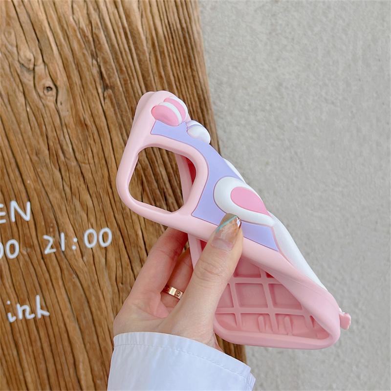 Ins Korean Cute Candy Rabbit Girl Phone Case For Iphone 14 13 12 Pro Max 11 Lovely Bunny Silicone Shockproof Soft Cover Funda
