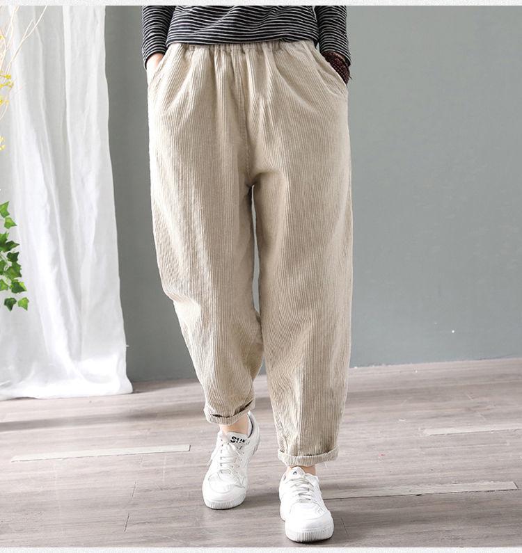 Women's Plus Size Corduroy Fleece-Lined Warm Harem Pants