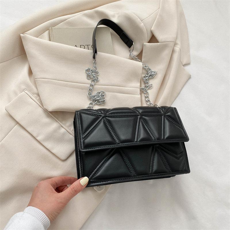 This Year's Popular New Foreign-style Casual Bag Plaid Chain Shoulder Messenger Bag 2025 Summer Small Square Bag Texture Tide