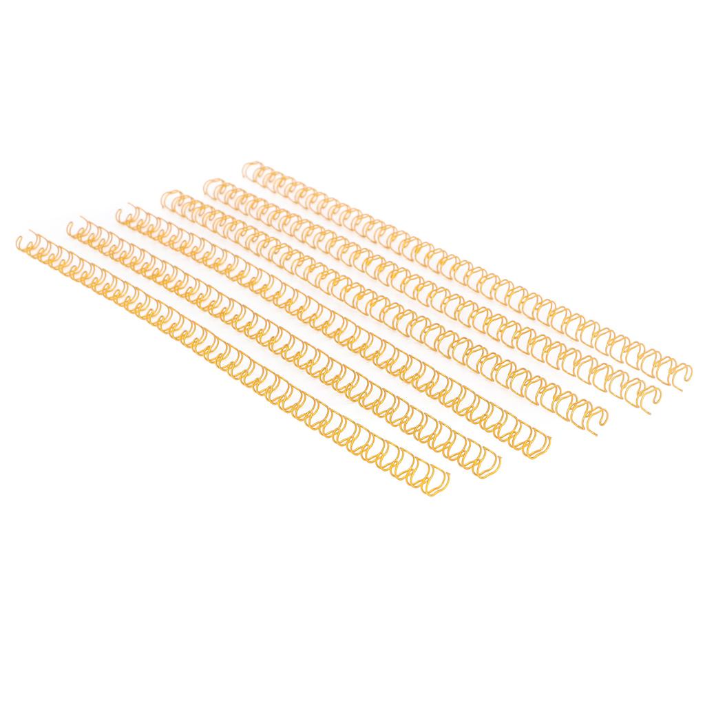 100Pcs Double Loop Wire Binding Spine 20 Sheet Capacity 3:1 Pitch 34 Loop 6.4mm Diameter Set Kit for A4 Paper Gold