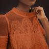 Women Tops Round Neck Short Sleeve Pure Color Pullover Tops Hollow Embroidery Mesh Yarn Loose Fit Casual Tops Daily Wear