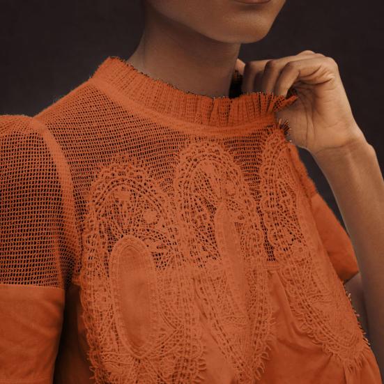 Women Tops Round Neck Short Sleeve Pure Color Pullover Tops Hollow Embroidery Mesh Yarn Loose Fit Casual Tops Daily Wear