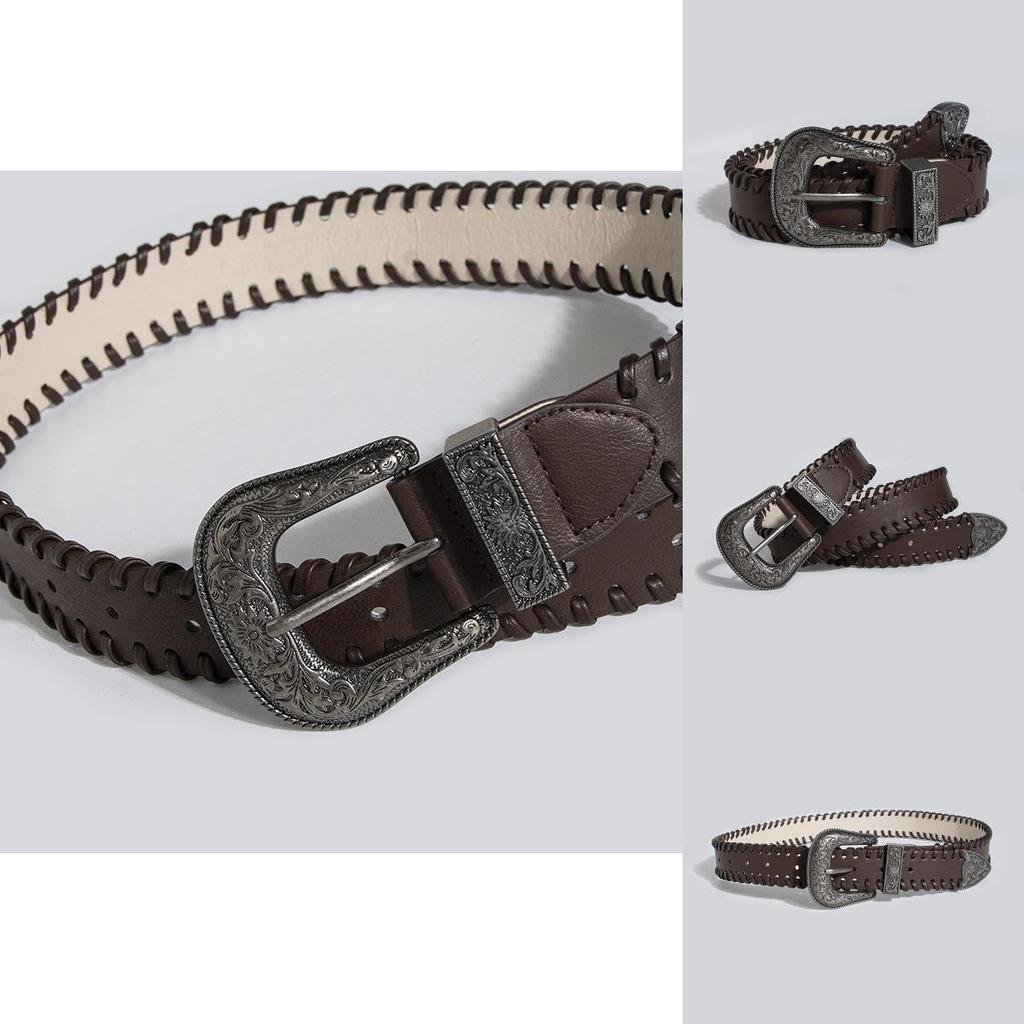 Handmade Vintage Leather Waist Belt With Unique Shape Design For Casual Wear