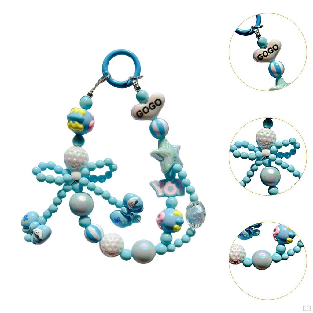 Beaded Keychain Car Key Holder Backpack Accessories Decor Ornament Wristlet Bracelet Cute Chain