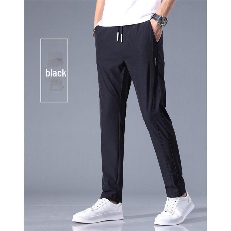 

Men s Summer Ice Silk Straight-Leg Quick-Dry Pants – Ultra-Thin, Cool, Breathable, and Versatile for Casual and Sports Wear. M чёрный