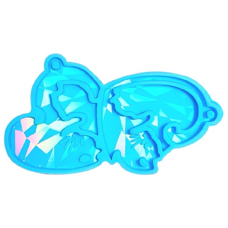 Heart Cat Mold Holographic Light Shadow Pendant Mold DIYs Ornaments Crafting Mold синий