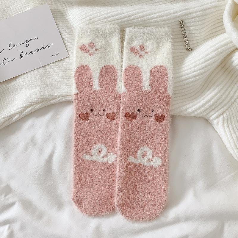 Socks women's medium tube socks mink fleece thickened thermal floor socks sleeping socks coral fleece socks socks industry
