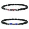 Neue Mode 2 Stück Herren Armband Türkei Böse Augen Perlenarmband Gewichtslos Natürlich 4mm Onyx Hämatit Energie Schmuck Geschenk Für Ihn