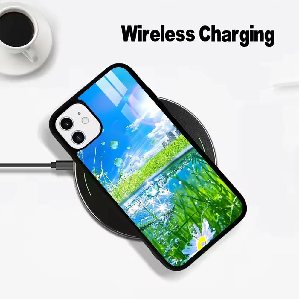 Retro-futurist design- Frutiger Aeroaesthetic- Wireless charging phone case compatible with iPhone 17/16/15/14/13/12/11